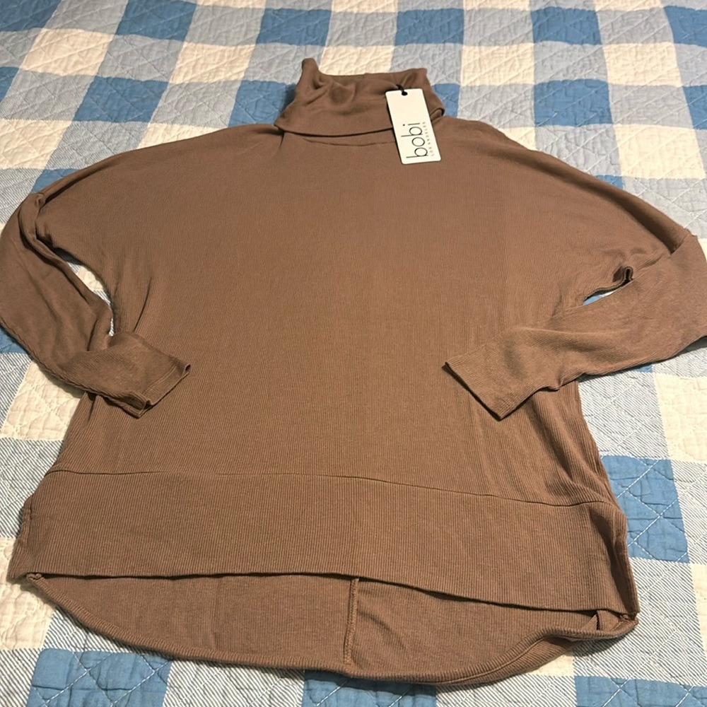 NWT Bobi Los Angeles Women's Rib Long Sleeve Turtleneck Top